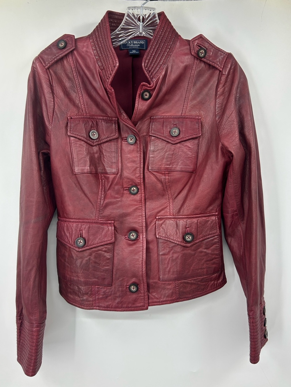 Lucky Brand Bordeaux Leather Jacket Burgundy Size XS